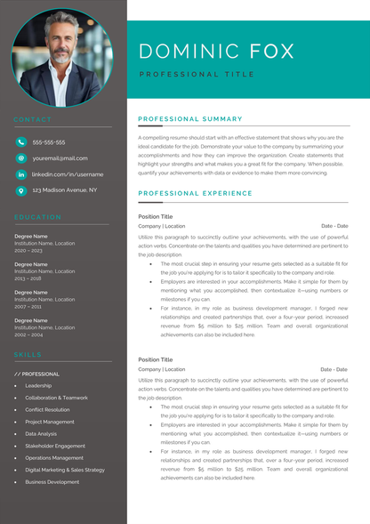 Full CV template page preview