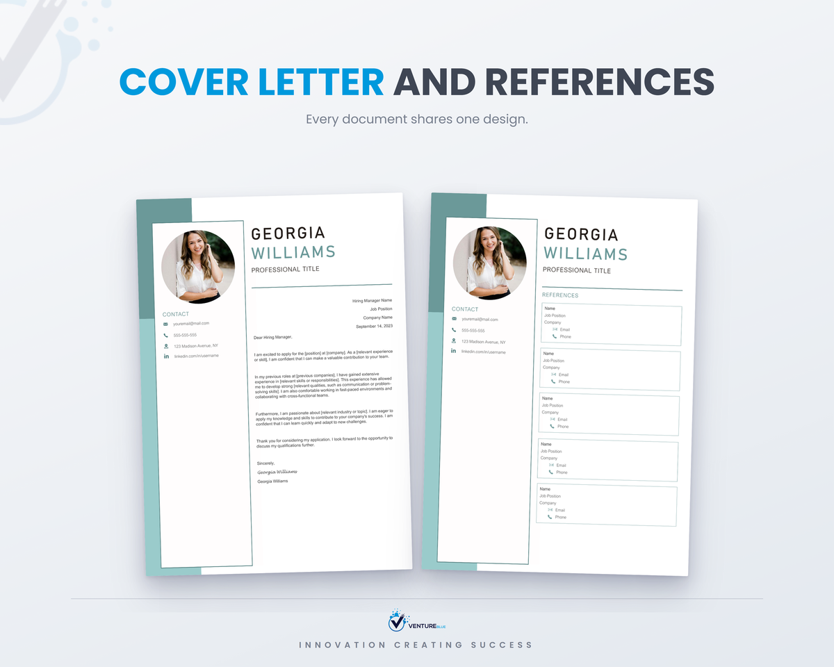 Matching cover letter and references templates