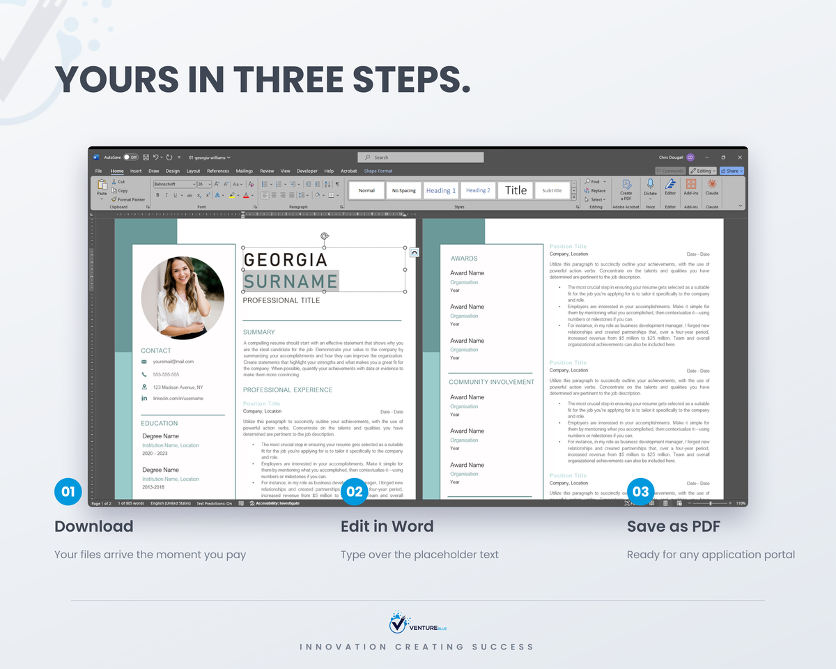 Yours in three steps
