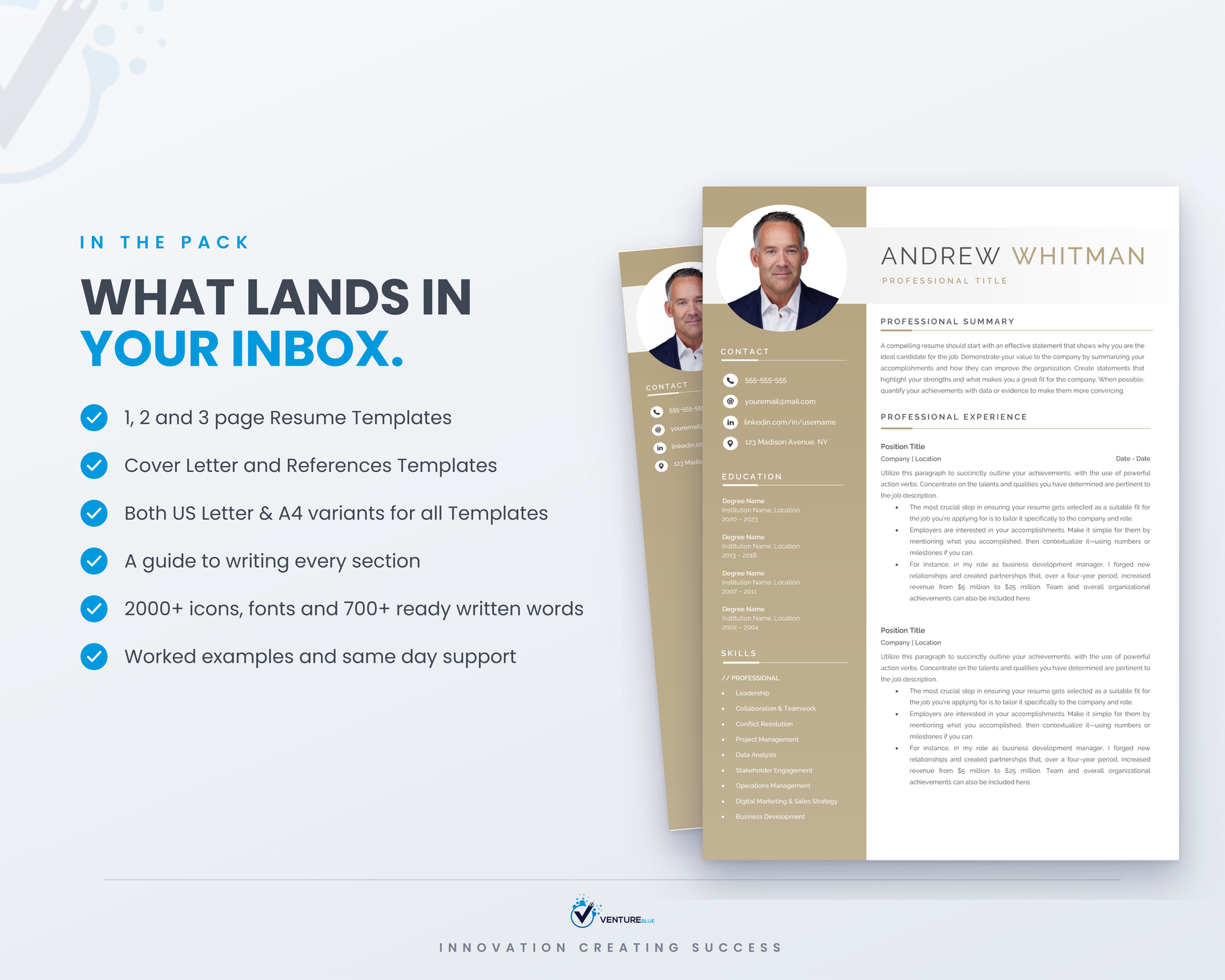 What lands in your inbox, full document suite