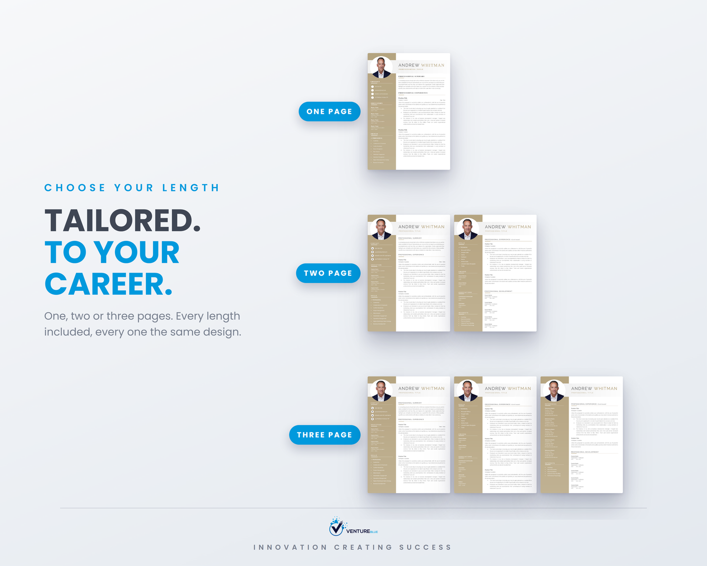 One, two or three page resume options