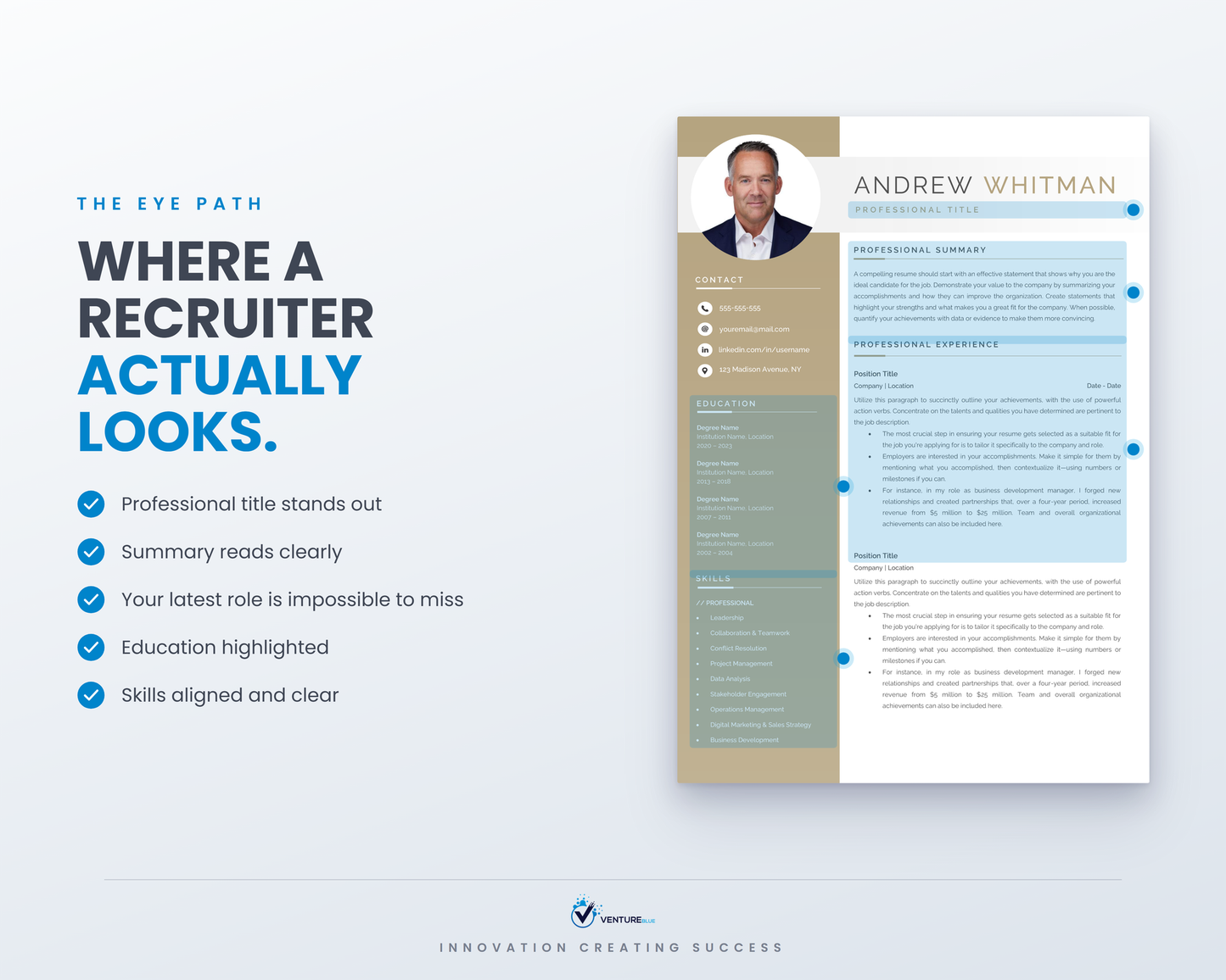 The recruiter eye path across the layout