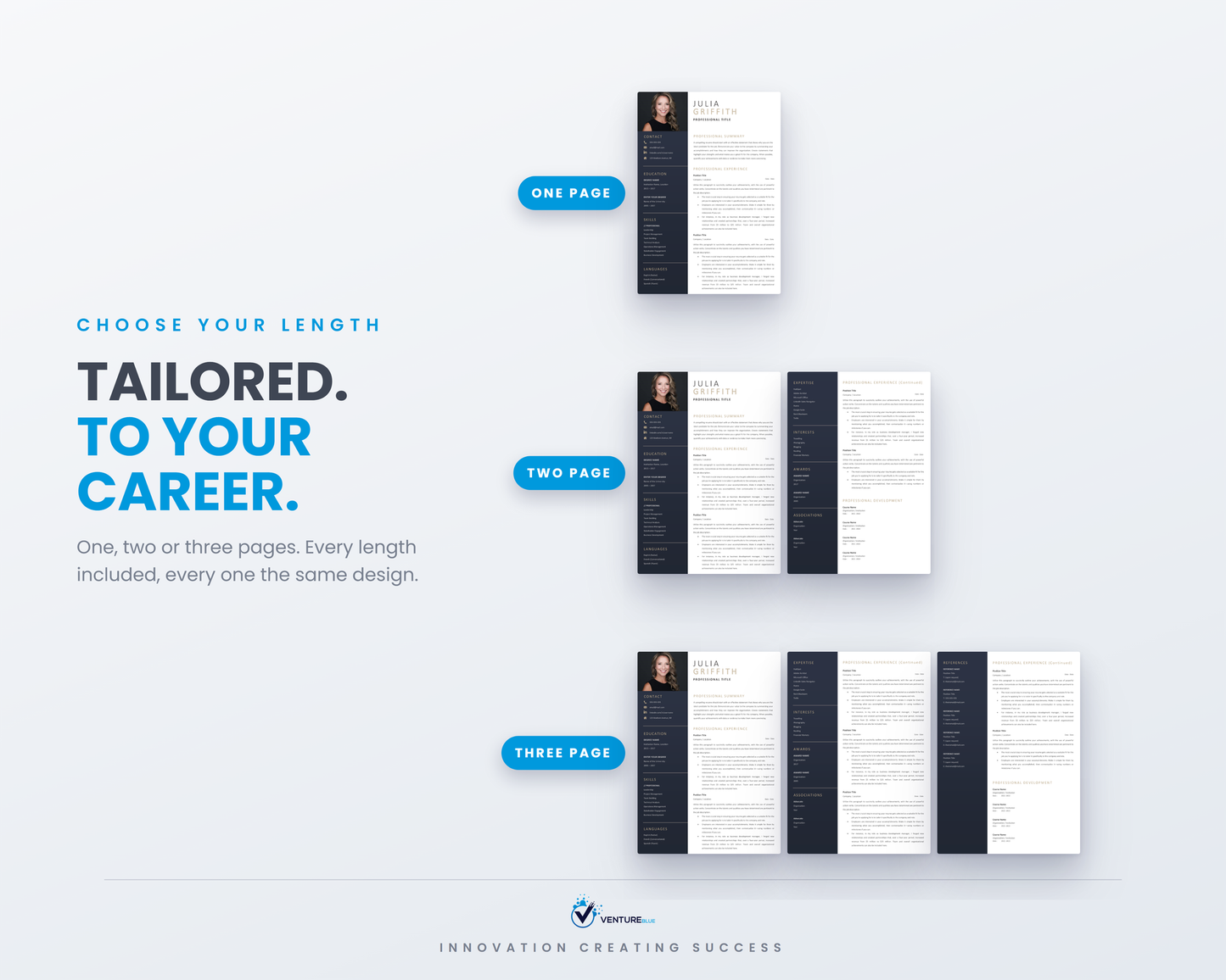 One, two or three page resume options