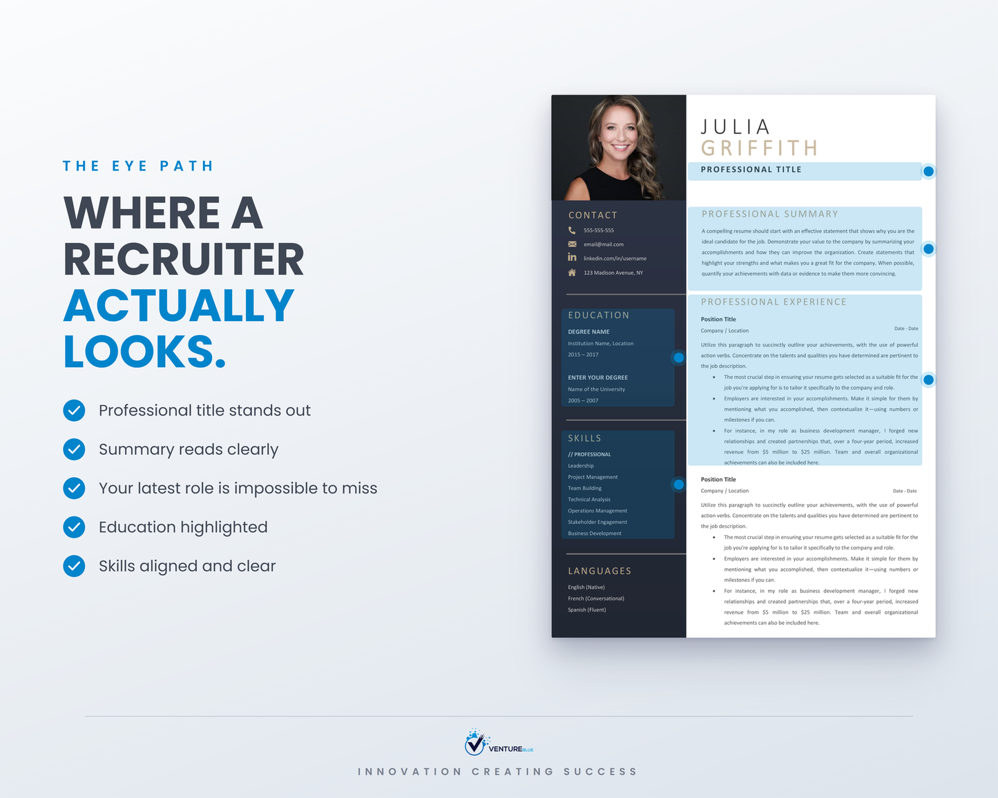 The recruiter eye path across the layout