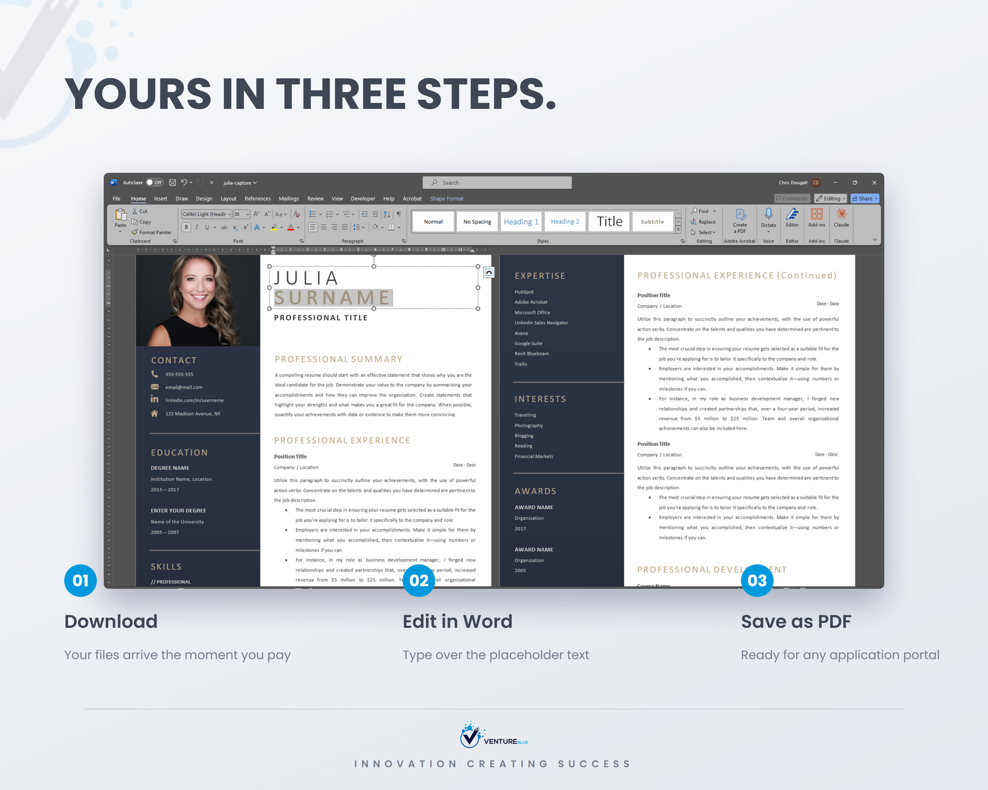 Yours in three steps