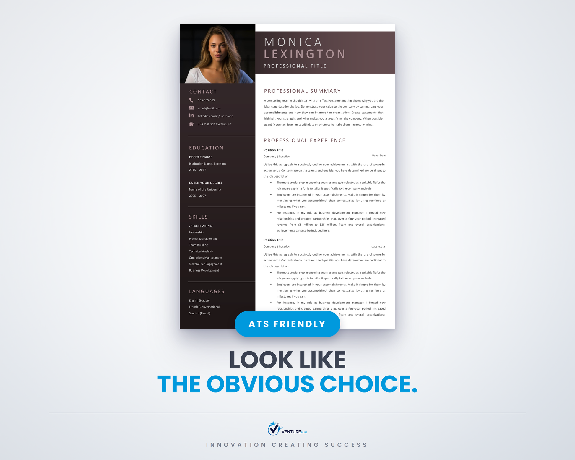 Monica Lexington CV template 01