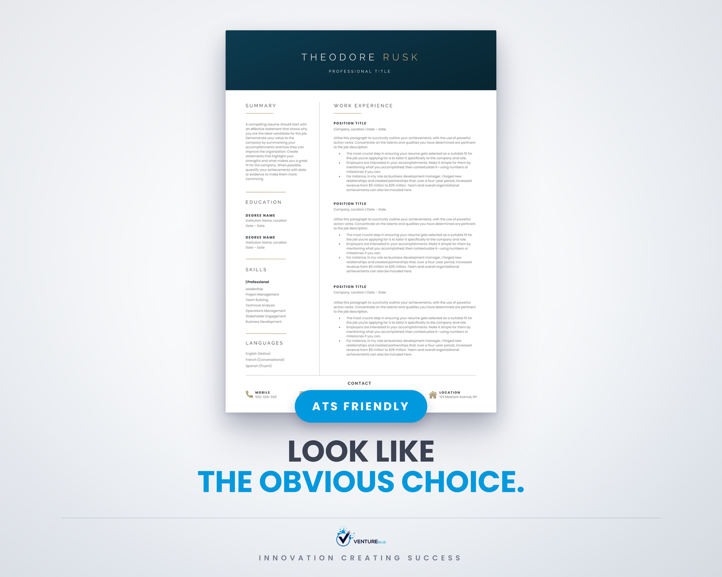 Theodore Rusk CV template 01