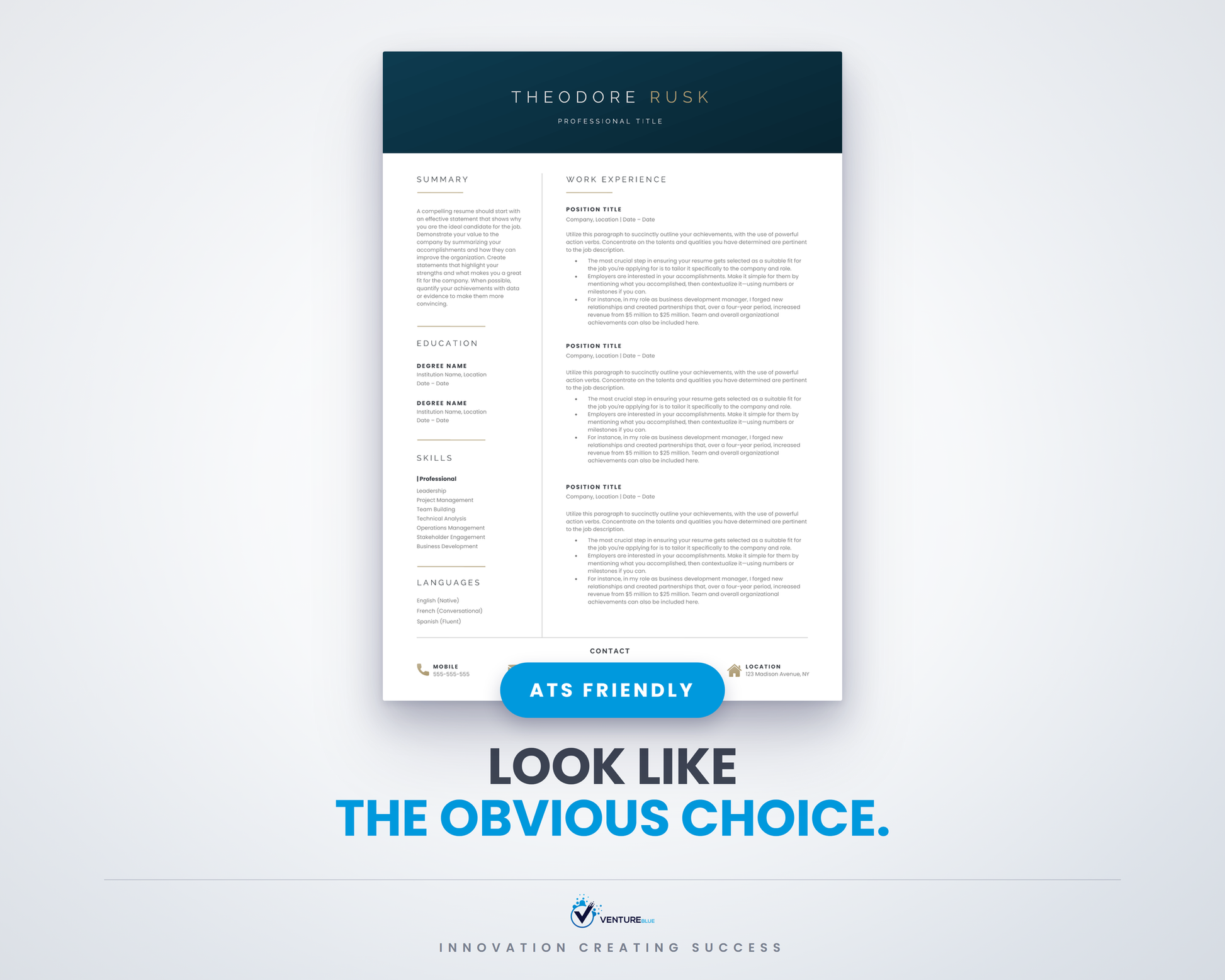 Theodore Rusk CV template 01