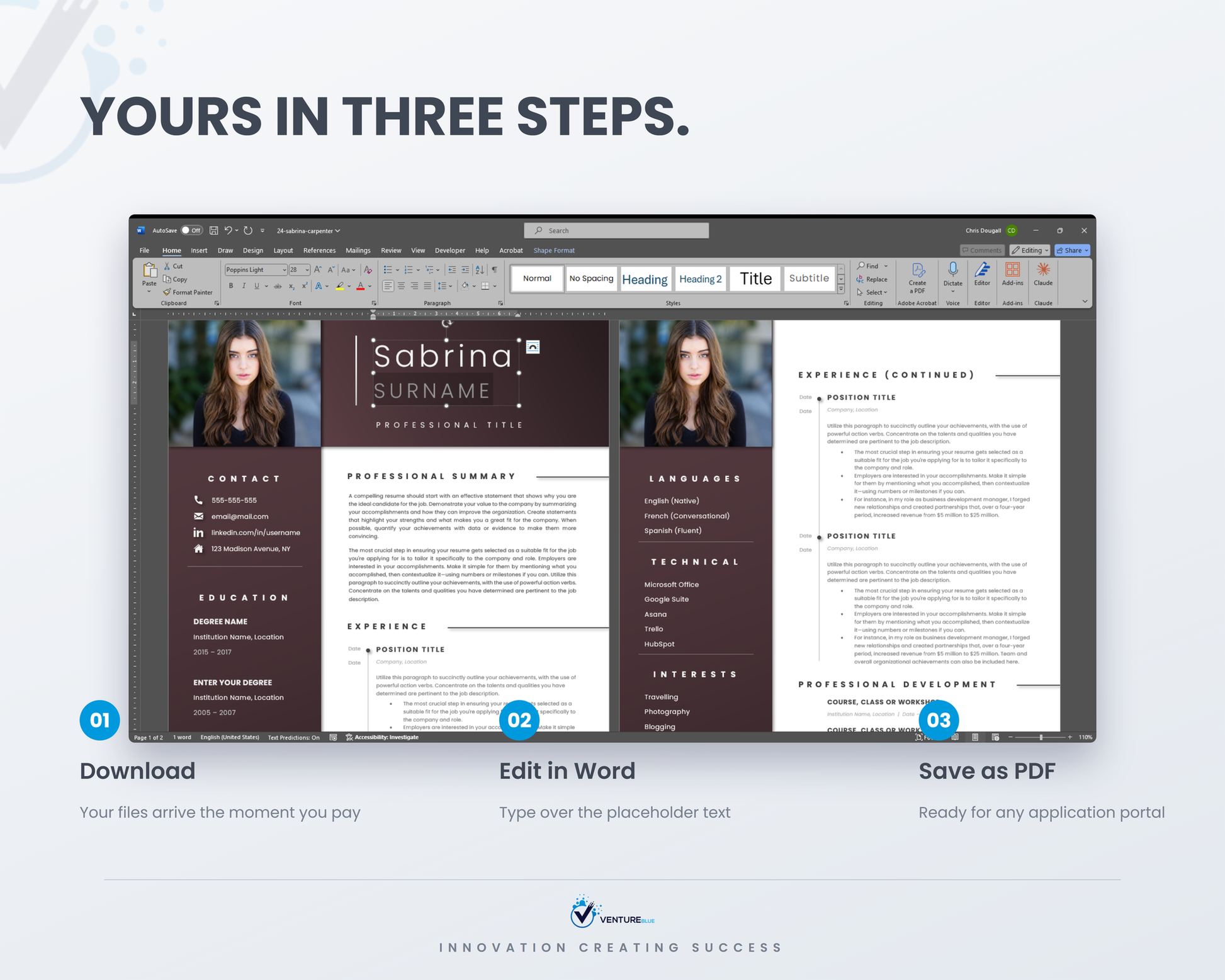 Sabrina Carpenter CV template 11