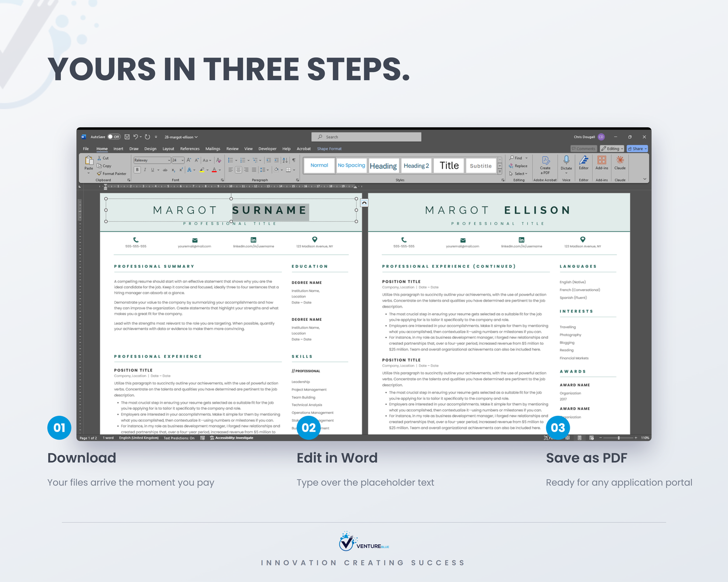 Margot Ellison CV template 11