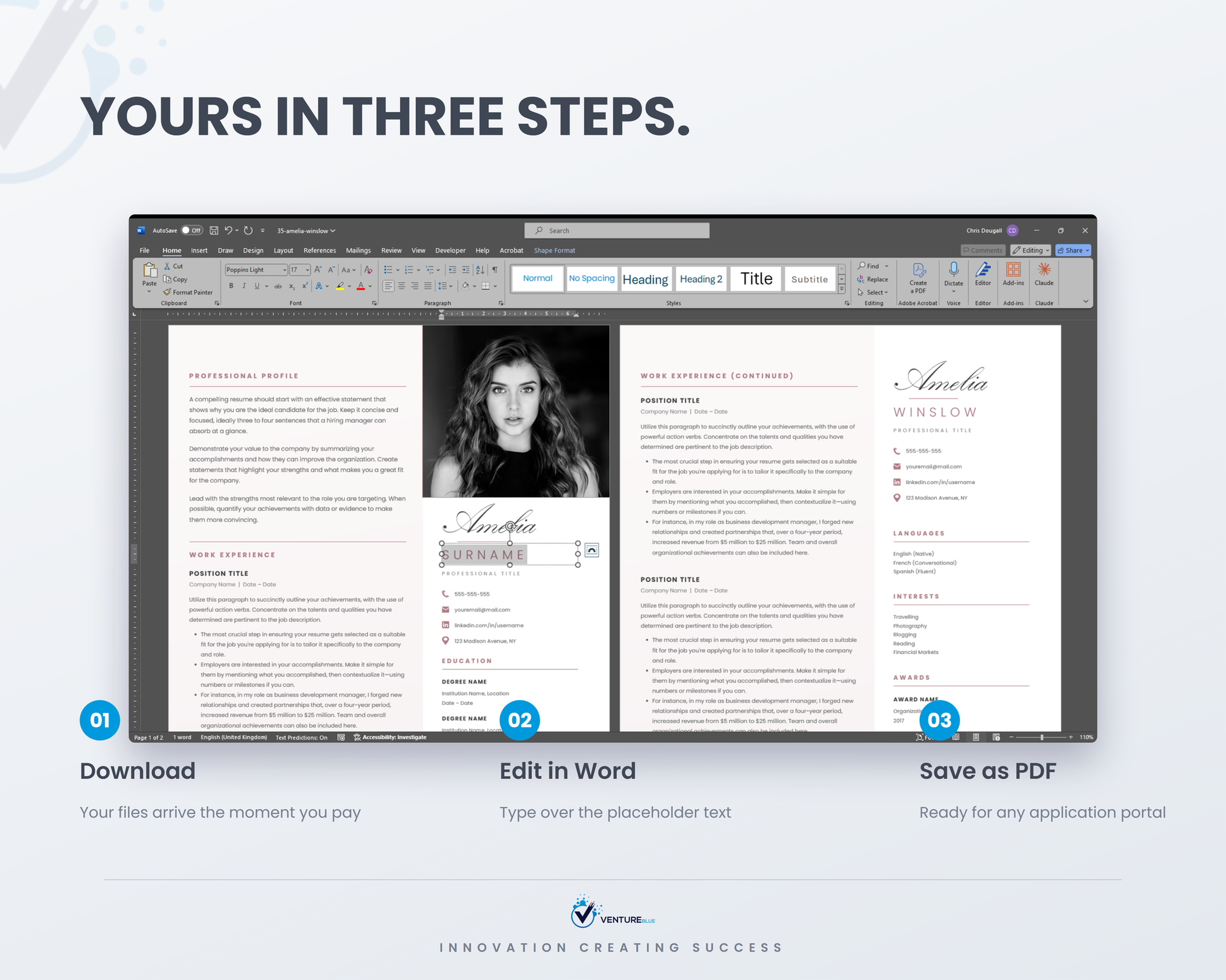 Amelia Winslow CV template 11