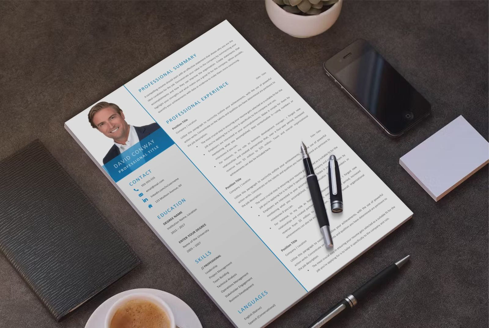 David Conway CV template video