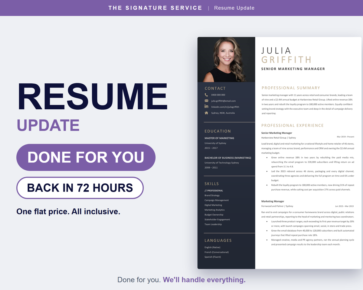 Resume Update done for you service, back in 72 hours